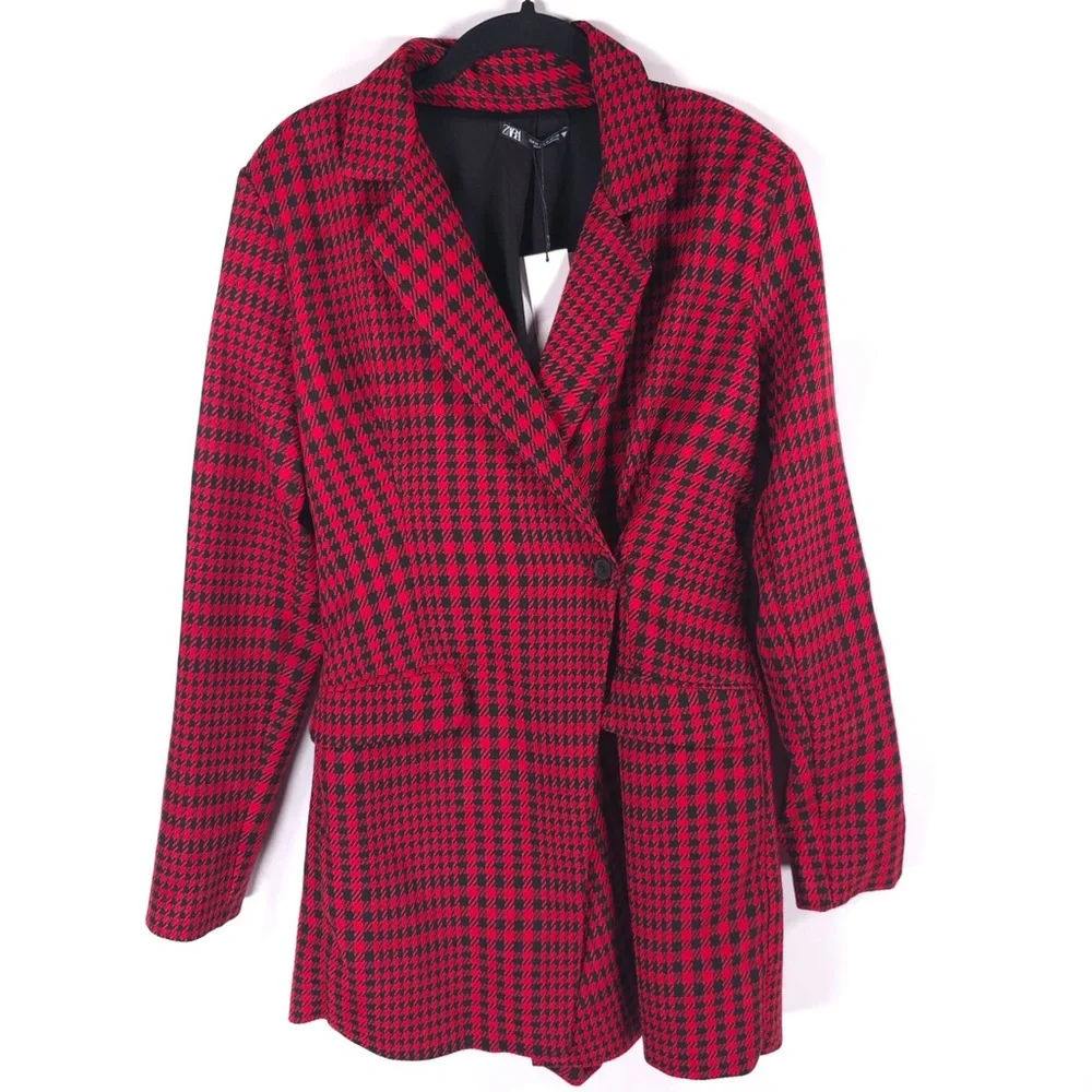 NWT ZARA ROMANIA🇷🇴MADE Houndstooth Blazer‎ Dress Romper 8342/331 MEDIUM